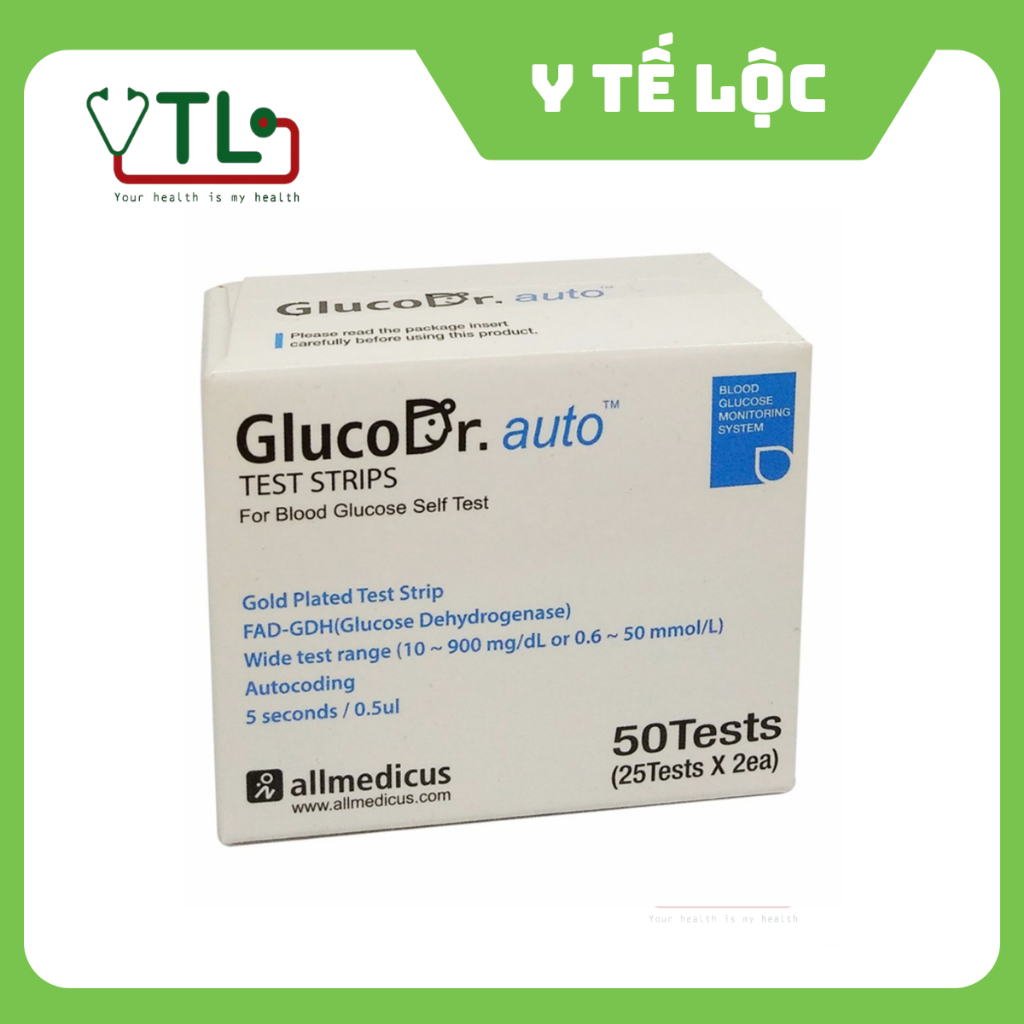 Hộp 50 que thử đường huyết Gluco Dr