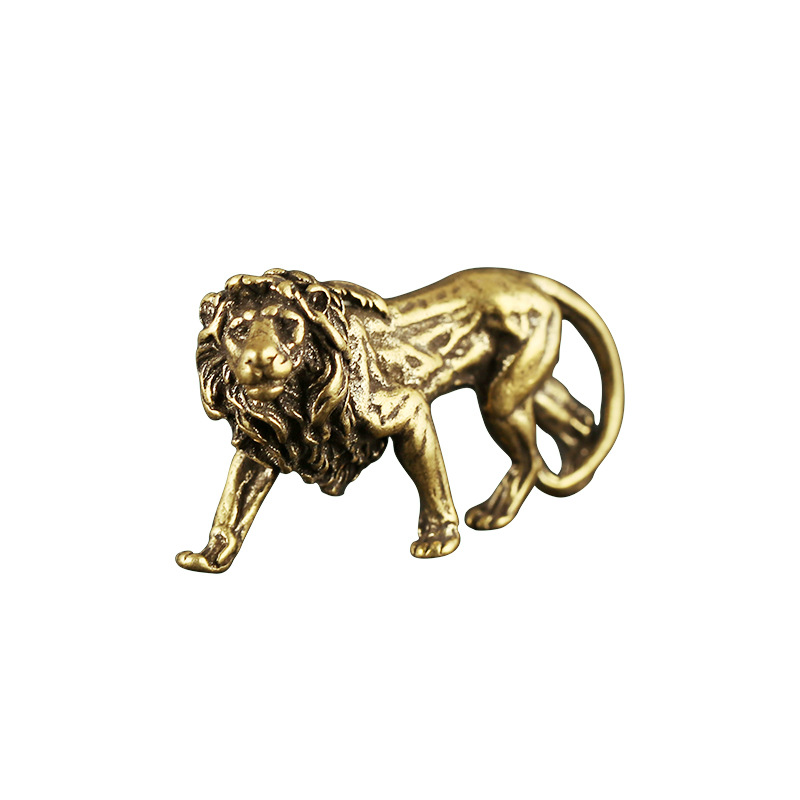 Tượng Nhỏ Bằng Đồng Hình Sư Tử, Móc Khóa (Kích Thước: 4.1 x 2.2cm)