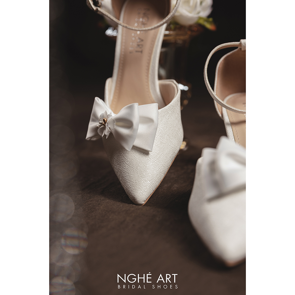 Giày cưới Nghé Art nơ lụa 448