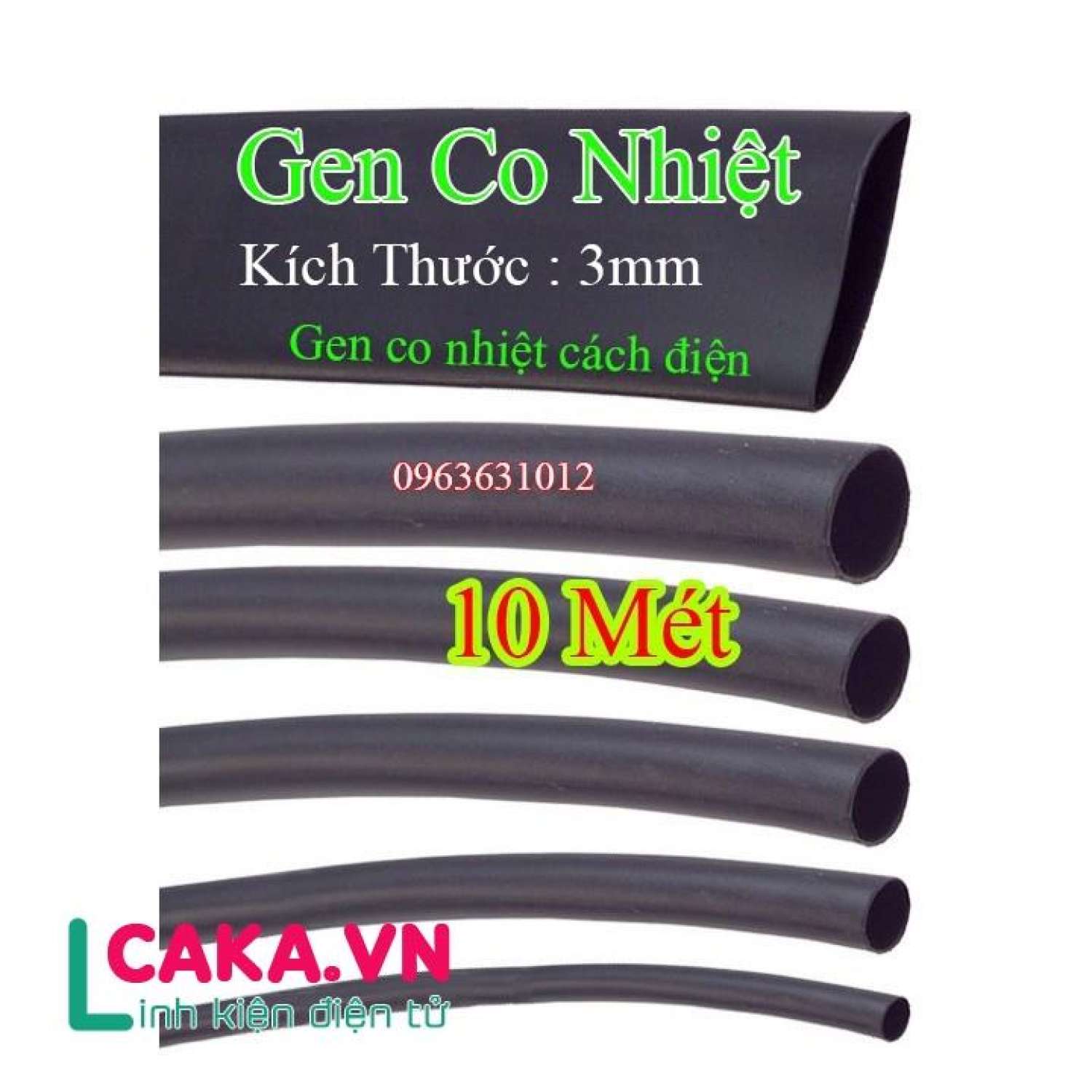 5 Mét Ống gen co nhiệt cách điện Phi 3