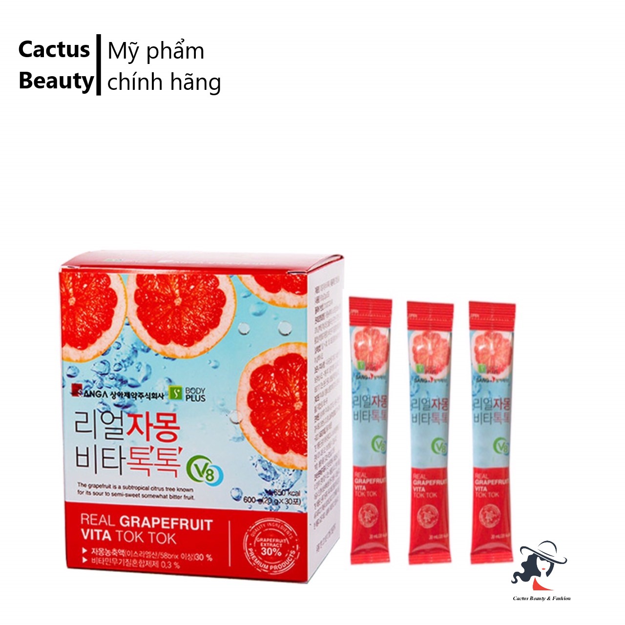 Nước Ép Bưởi Đỏ Real Grapefruit Vita Tok Tok Sanga Hộp Full
