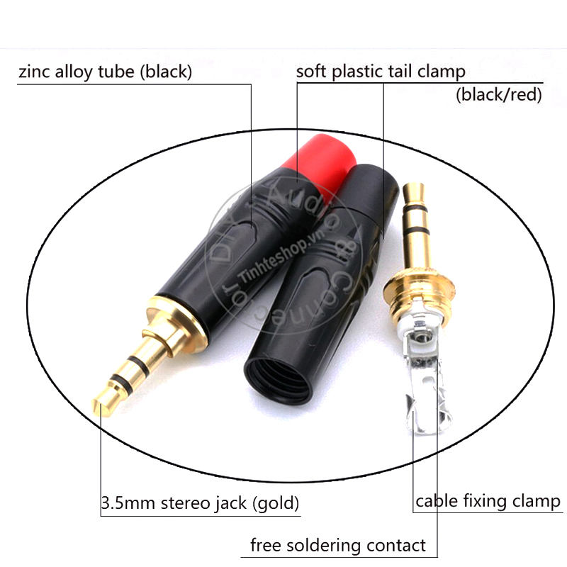 Jack 3.5 stereo cỡ nhỏ cho dây 4mm 1 chiếc - Đầu hàn 3.5mm
