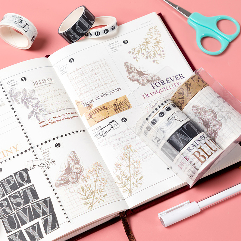 Washi tape set 7 cuộn trang trí scrapbook sổ tay planner ...