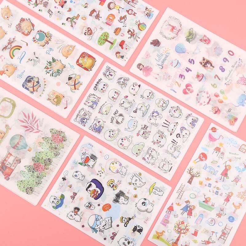 Combo 6 tấm sticker mix nhiều mẫu