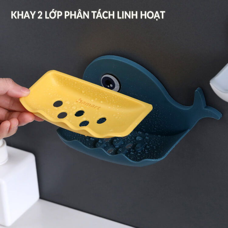 Khay Để Xà Bông 2 Lớp Hamart Trang Nhã Hộp Đựng Xà Phòng Dán Tường Cao Cấp Tiện Lợi
