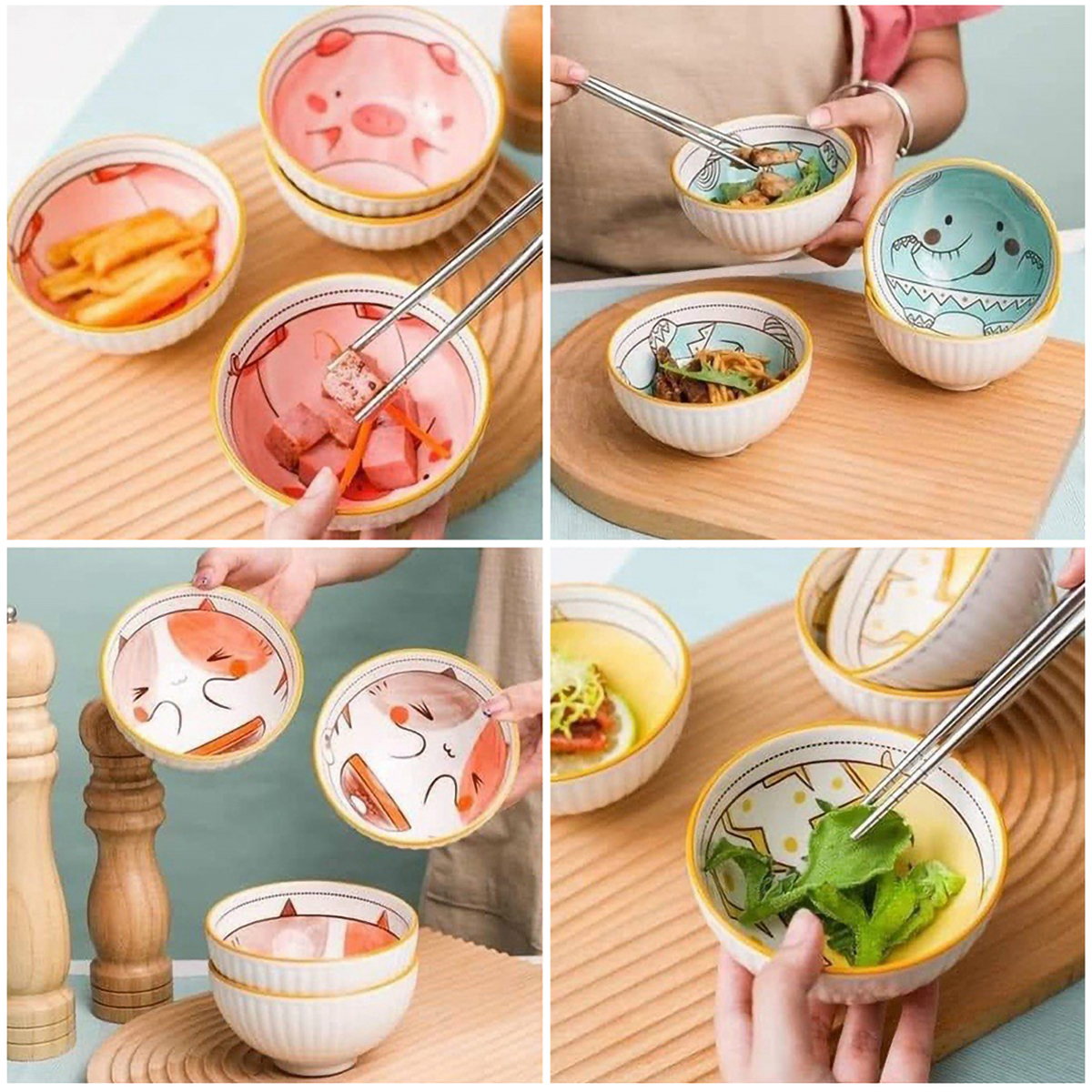 Bộ 6 Chén Đũa Có Hộp - Hình Thú