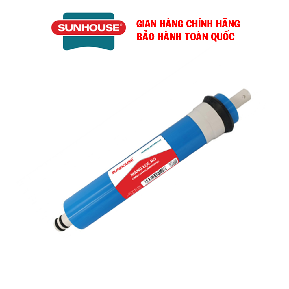 Lõi lọc nước số 4 SUNHOUSE SHA-ROV7, Màng lọc RO, Cấu tạo từ màng R.O thẩm thấu ngược với khe lọc 0,0001 micron và vật liệu Polyamit, Chức năng loại bỏ chất rắn, các ion kim loại nặng, vi sinh vật, vi khuẩn