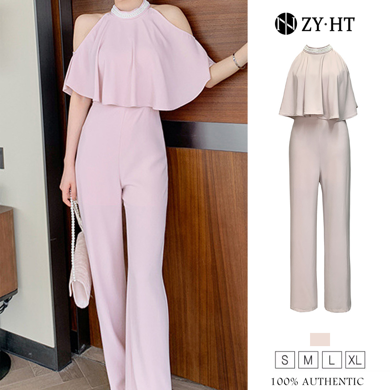 ZYHT eravogue Áo liền quần nữ áo liền quần dài tay áo liền quần cổ bẻ áo liền quần hàn quốc Cô gái mũm mĩm jumpsuit jumpsuit chân rộng áo liền quần nữ công sở Áo liền quần thời trang 4901