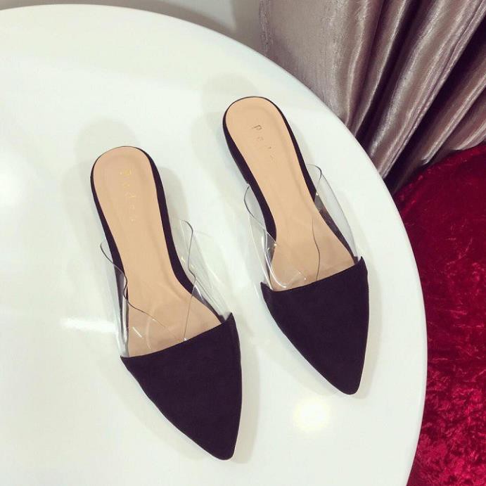 A 15 - Giày nữ, giày sục da lộn phối mika, đế cao 3cm