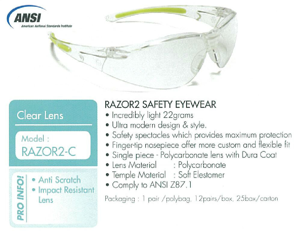 Kính bảo hộ Malaysia Proguard RAZOR2-C