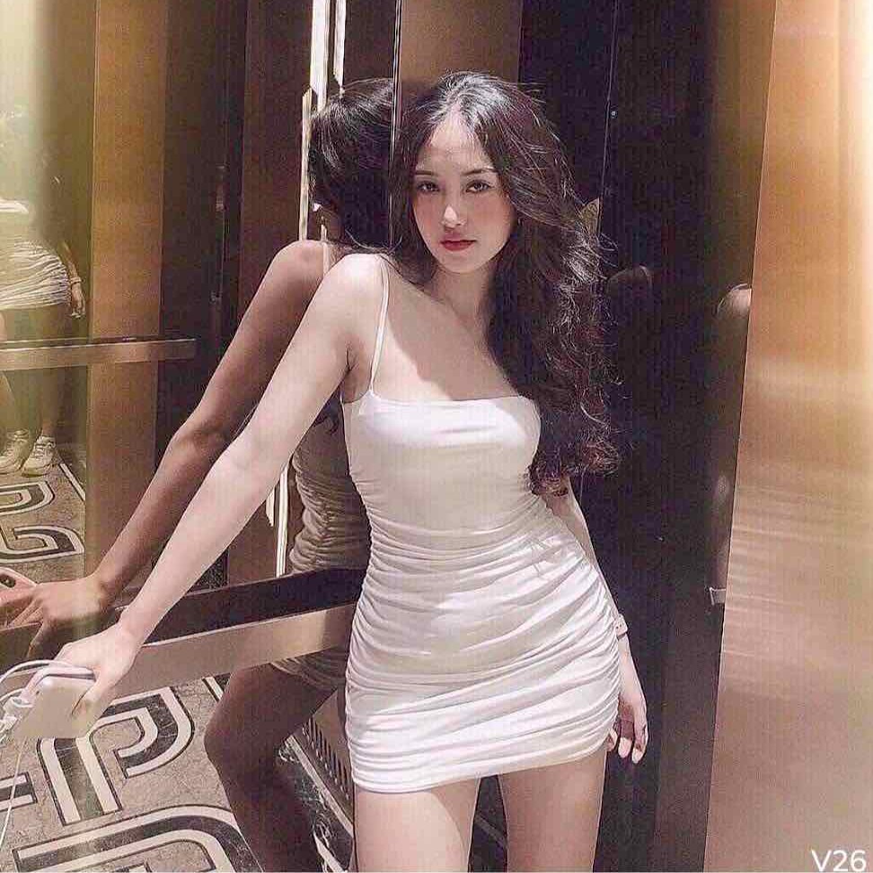 Váy đầm body hai dây dúm eo SIÊU ĐẸP