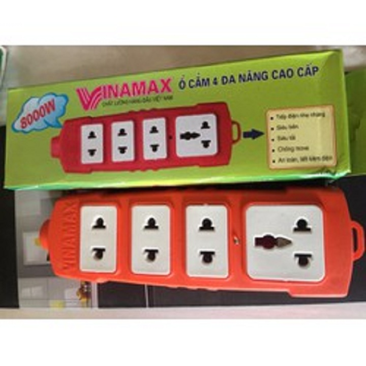 Ổ cắm 4 cửa 8000w 3 Pin Type D Single GPO Nhựa PC Lõi sứ Chống cháy Chống chập điện Dùng trong nhà Văn phòng Bền bỉ