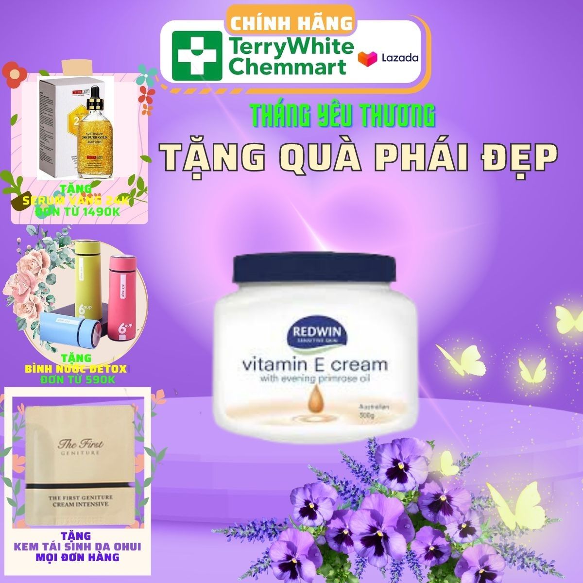 Kem dưỡng vitamin e cream redwin 300gr hàng úc - dưỡng ẩm - giảm khô ráp - giúp mềm mịn và sáng da