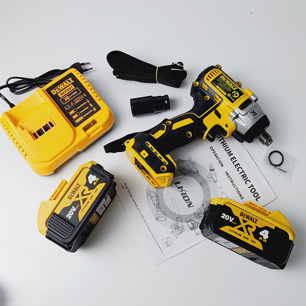 Máy siết bulong, máy bắn bulong Dewalt 199v sử dụng chân pin thông dụng, đầu 2 trong 1