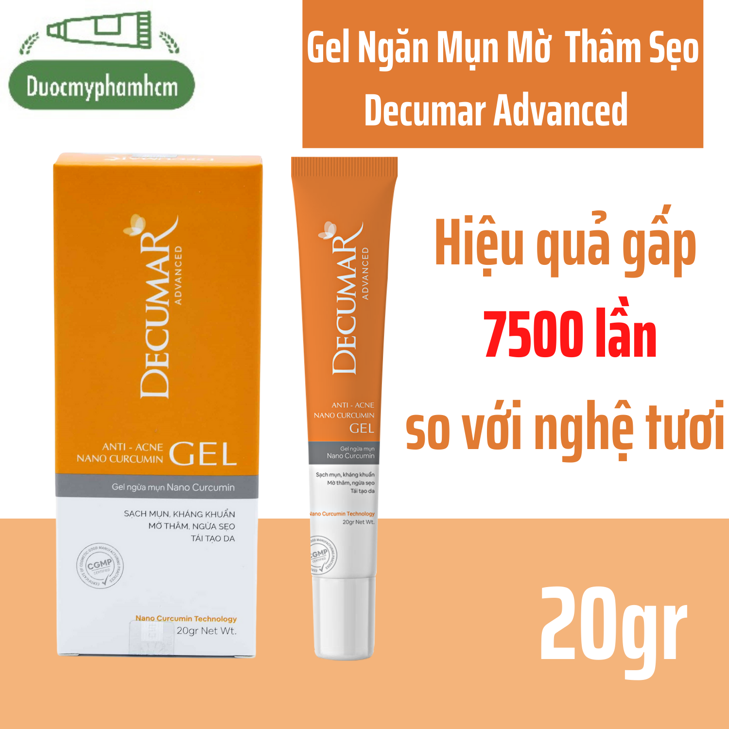 [HCM]Gel Ngừa Mụn Giảm Thâm Tái Tạo Da Liền Sẹo Decumar Advanced 20gr- Giảm mụn viêm thâm đầu đen hoàn toàn mới