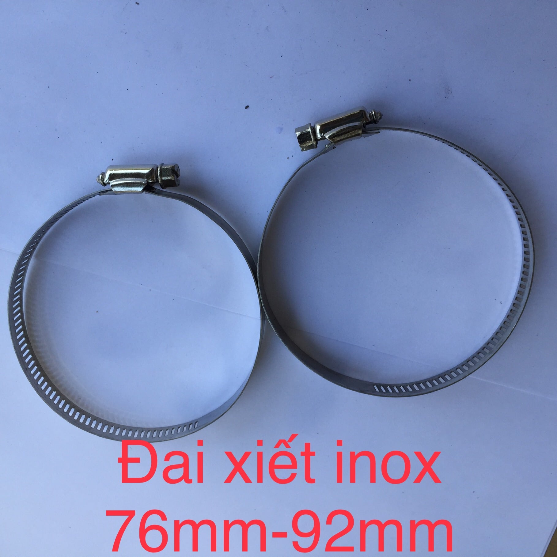 Combo 2 đai xiết inox- cổ dê- vòng đai xiết inox dùng xiết ống 76mm- 92mm