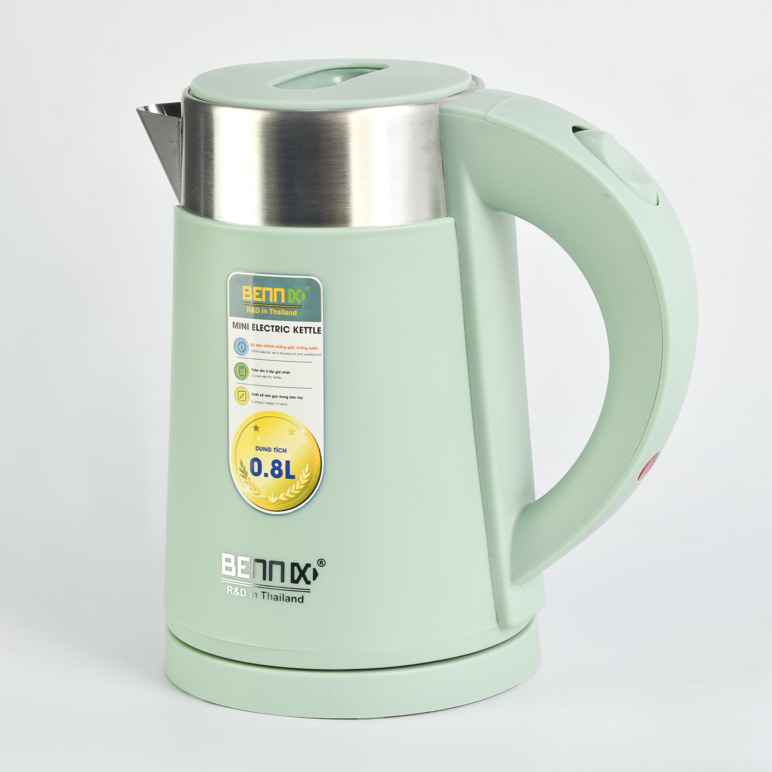 Ấm Super Speed Mini bennix bn-008ek 2 layer high-grade 0.8L, boiling fast, safe, warranty 24 month-genuine goods bennix