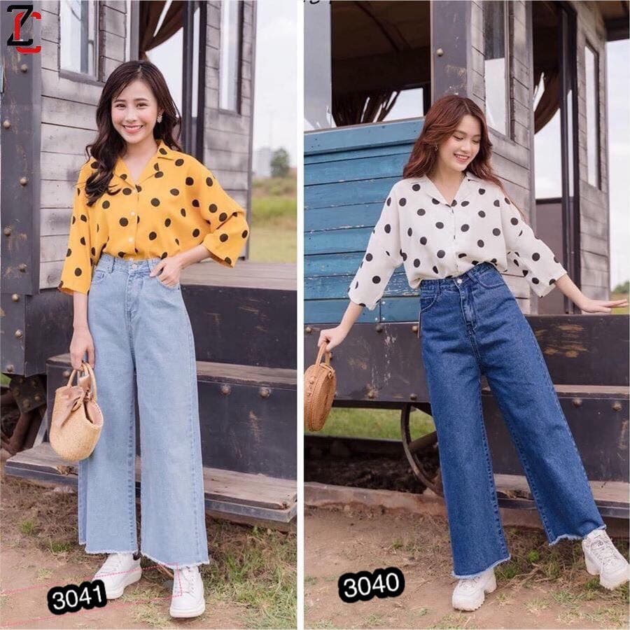 Quần bò ống rộng nữ hot trend