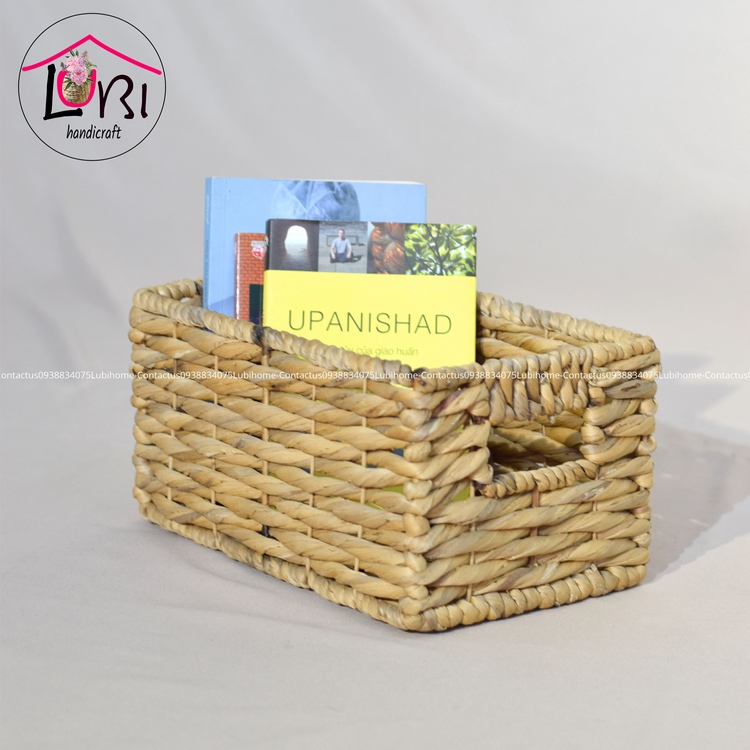 [Lubi Home] - Sọt đựng đồ đan lục bình hình chữ nhật đan vặn
