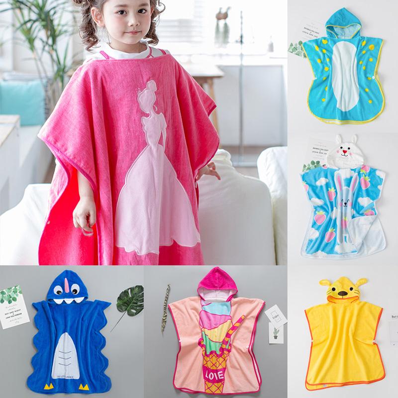 100% Cotton Hoạt Hình 1-7 Tuổi Trẻ Em Khăn Tắm Bơi Ngâm Suối Nước Nóng Tắm Chống Lạnh Khăn Choàng Vai Liền Mũ Choàng Khăn Thấm Nước