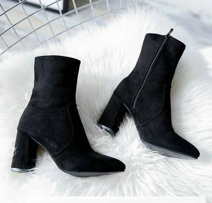 [Hoàn Tiền 15%]Giày Boot Nữ Boot Lửng DA LỘN Khóa cạnh Da Lộn 7 phân Hàng QC Siêu xinh