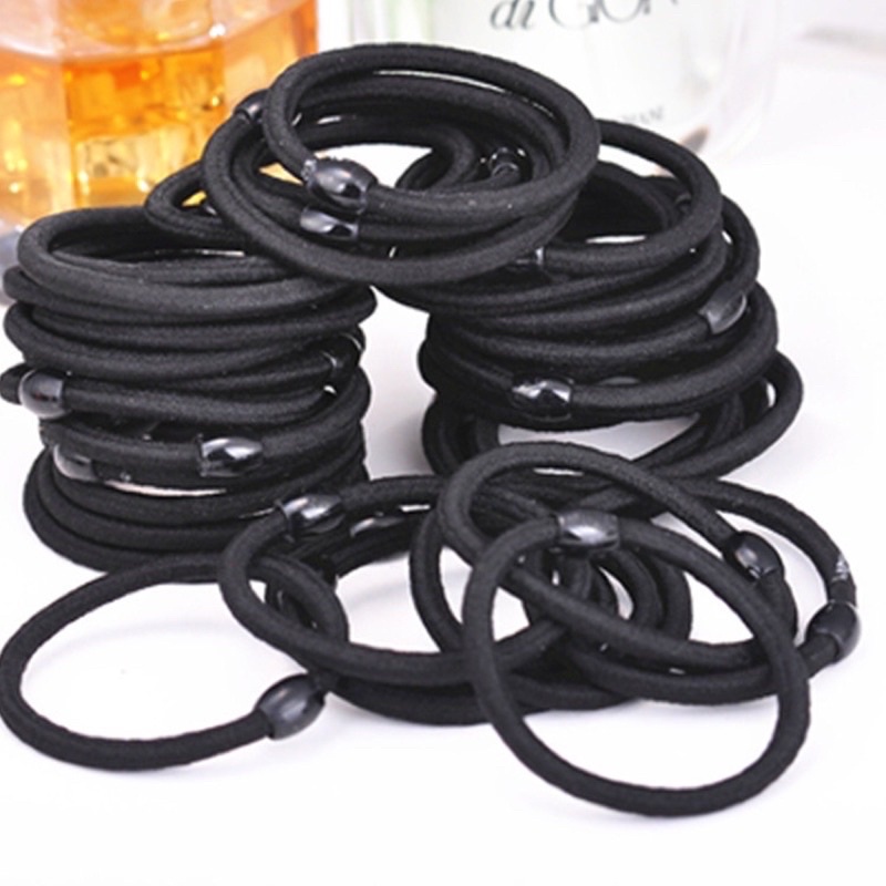 combo 10 dây buộc tóc đen trơn dày đẹp