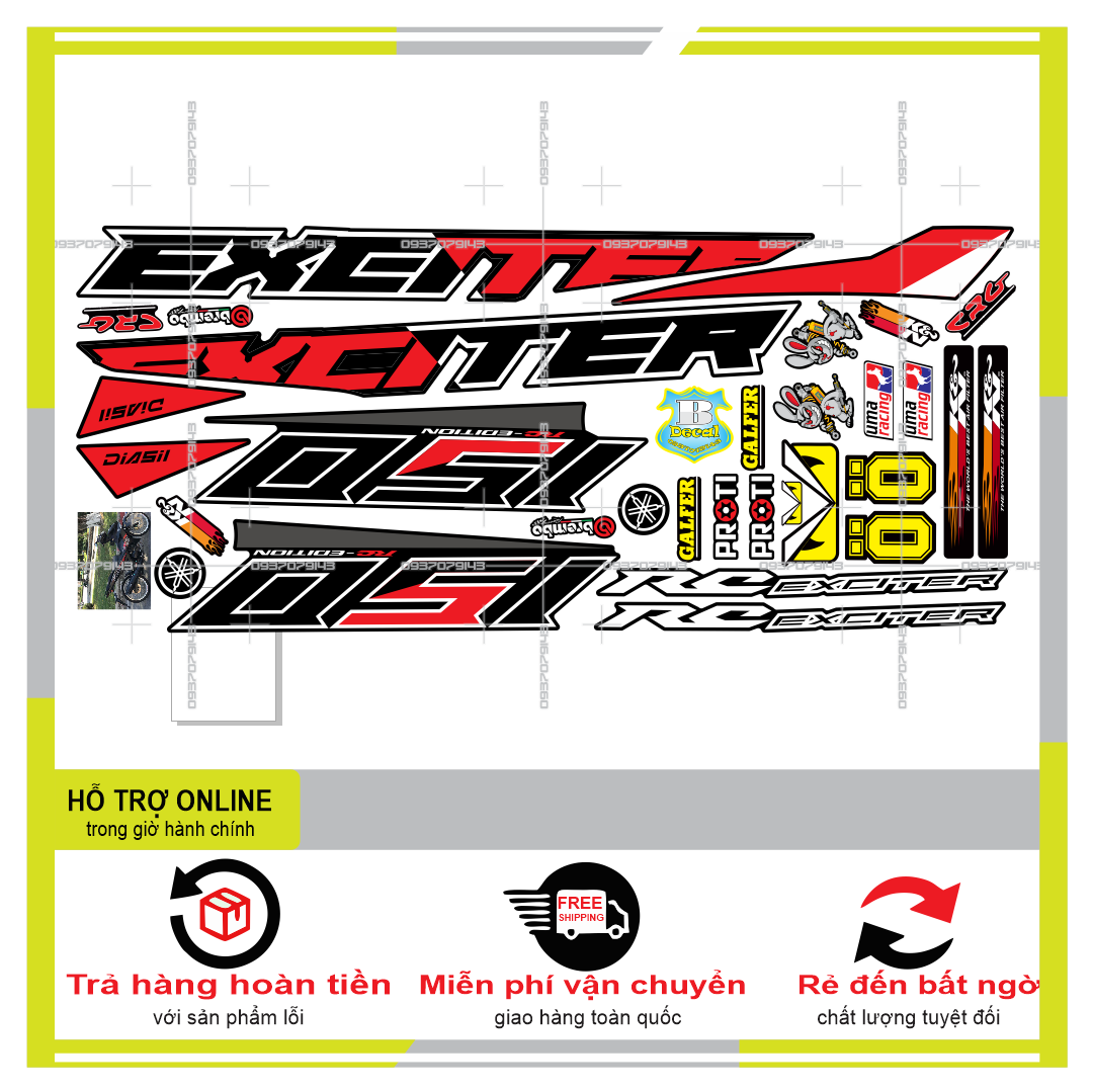 TEM RỜI EXCITER 150 ĐỎ ĐEN NHÁM