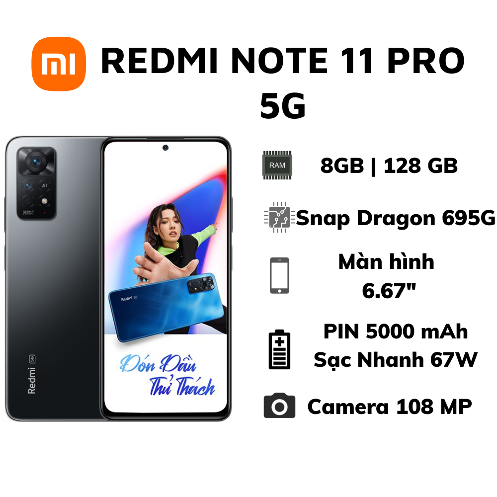 Điện Thoại Xiaomi Redmi Note 11 Pro 5G  8GB 128GB  Hàng Chính Hãng
