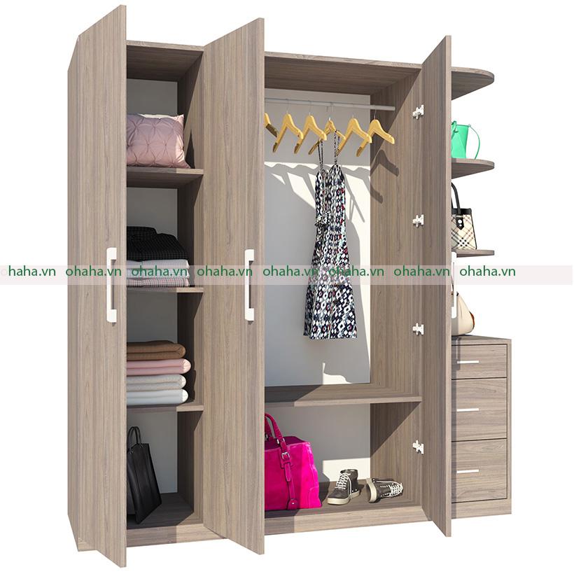 [ Freeship HCM ] [Trả góp 0%] Tủ Quần Áo Gỗ Cao Cấp OHAHA - 002 - 02