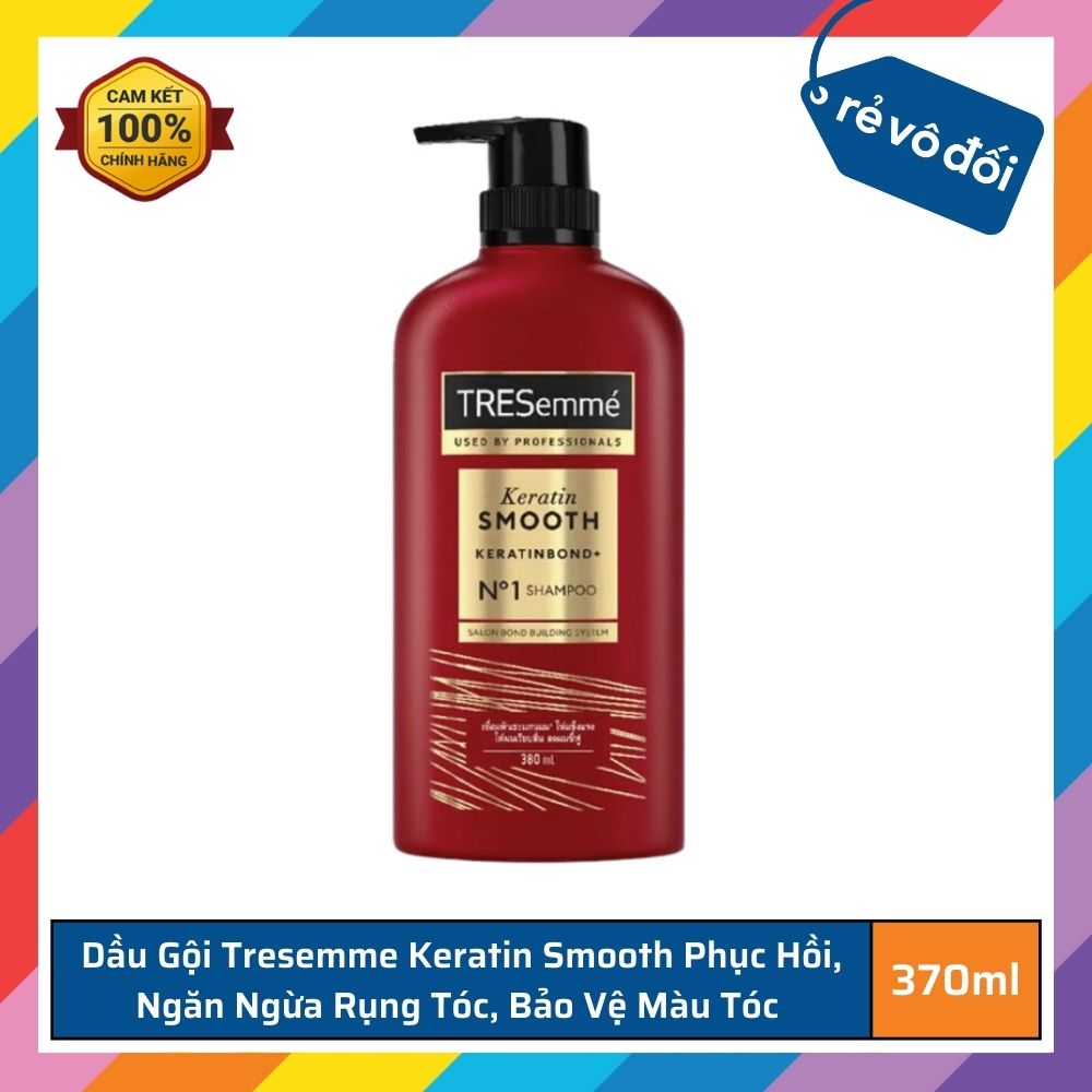 Shampoo TRESemme Keratin Smooth nourishing hair drying fiber tangled into fine smooth silky 370ml-Thailand