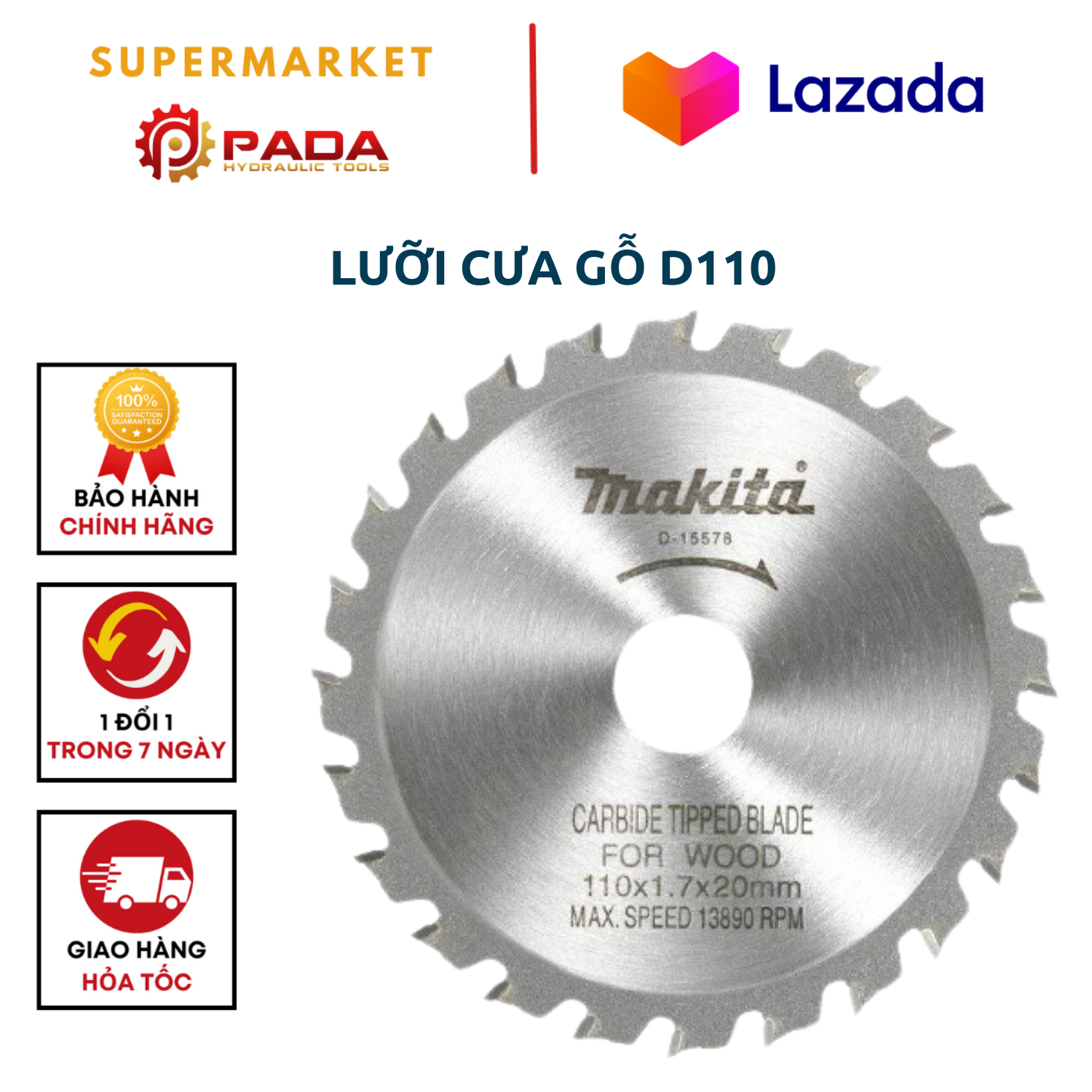 Lưỡi cưa gỗ d110-lưỡi cắt gỗ gắn máy-lỗ cốt 16mm-20mm