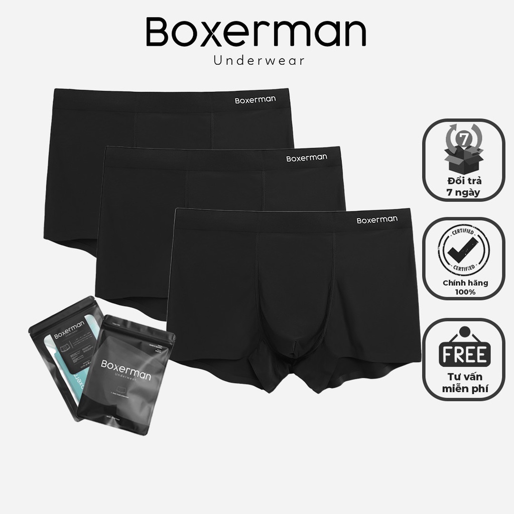 Quần sịp nam boxer combo 3 quần PRO FIT trunk polyester cao cấp BOXERMAN
