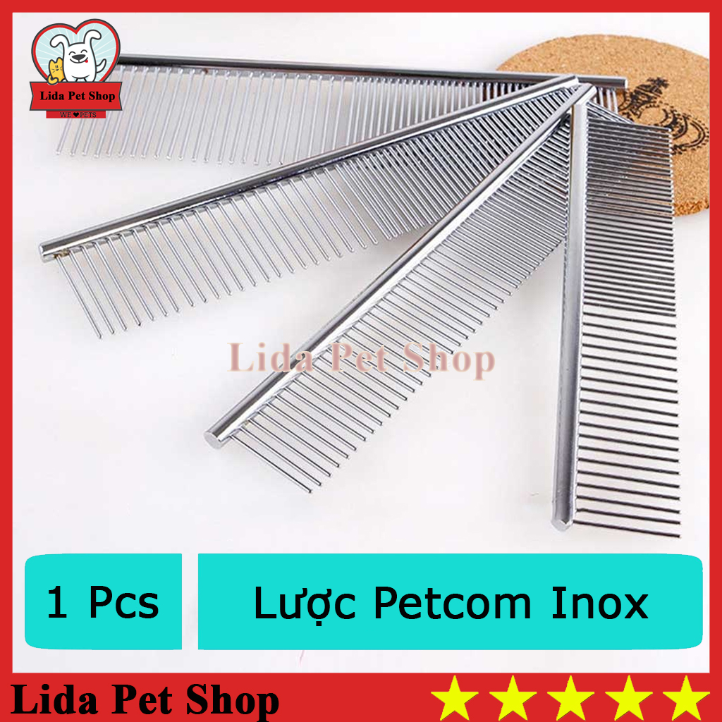 HN - Lược Petcom Inox lược chải lông chó mèo dày + thưa, lược chải lông chó mèo - Lida Pet Shop