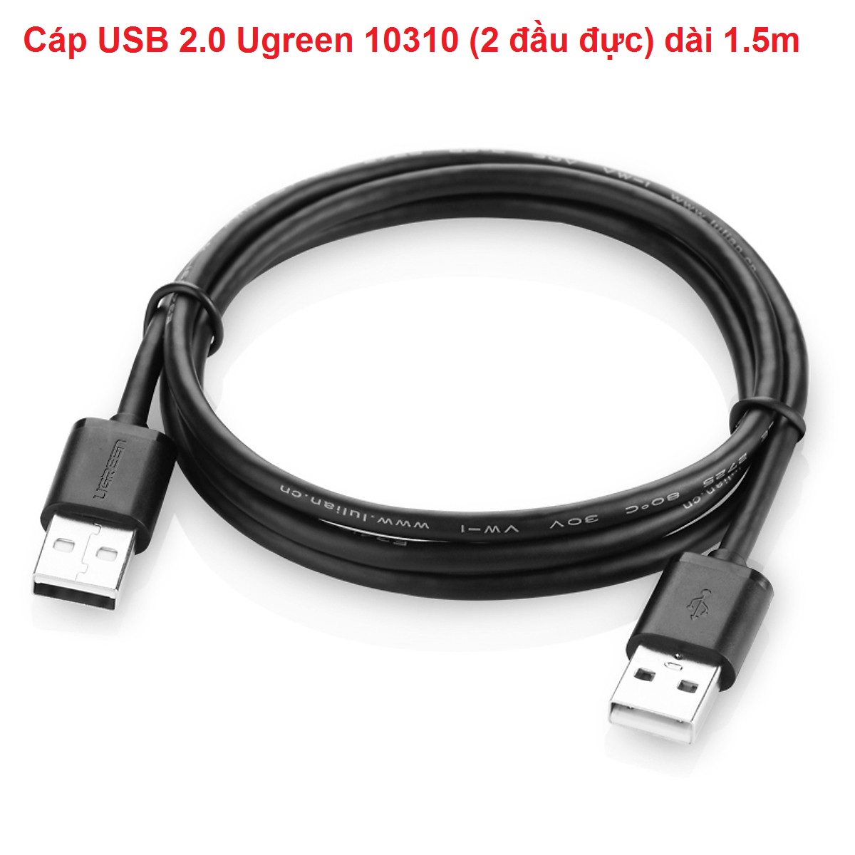 Cáp USB 2.0 Ugreen 10310 (2 đầu đực) dài 1.5m Chính Hãng