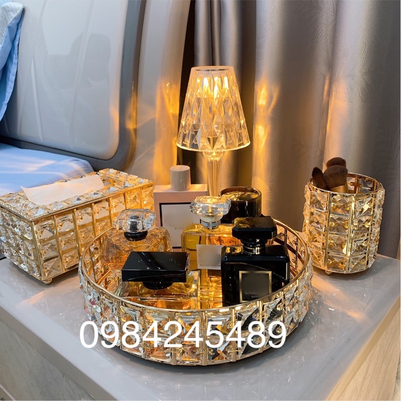 Khay đựng nước hoa mỹ phẩm pha lê