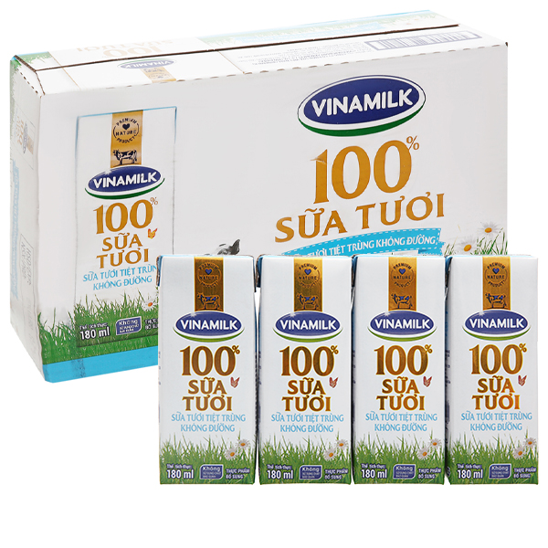 Sữa Tươi Vinamilk 100% Hộp 180ml ( Thùng 48 hộp )