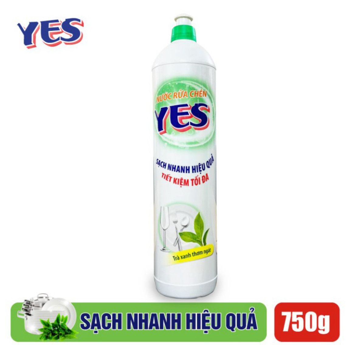 (Giao hỏa tốc) Nước Rửa Chén YES 750G Siêu Sạch Trà Xanh (mua tại ptptshop)