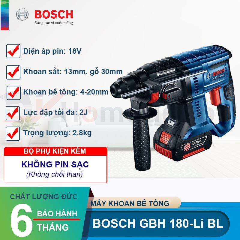 Máy khoan bê tông dùng pin Bosch GBH 180-Li BL (Solo)