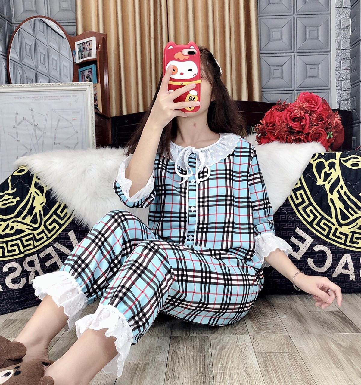 Sét bộ caro kate mịn lửng ren-MTB