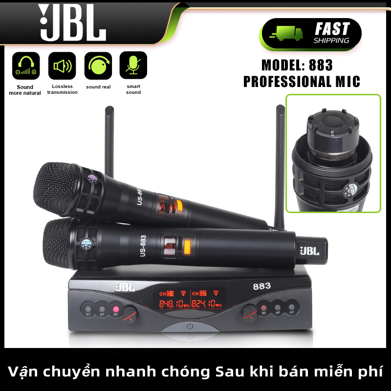 Micro Không Dây JBL 883 Chính Hãng Chuyên Dùng Cho Karaoke Gia Đình, Sân Khấu, Hội Trường, Âm Khỏe Mạnh Mẽ, Chống Hú-Rít Cực Tốt, Bảo Hành 1 Năm.