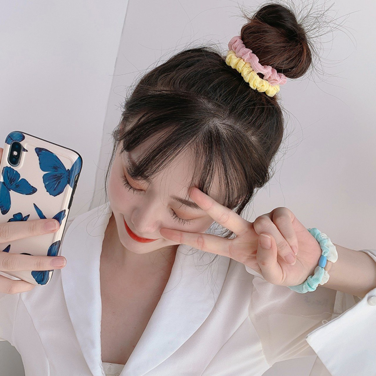 Cột tóc vải voan màu ngọt ngào