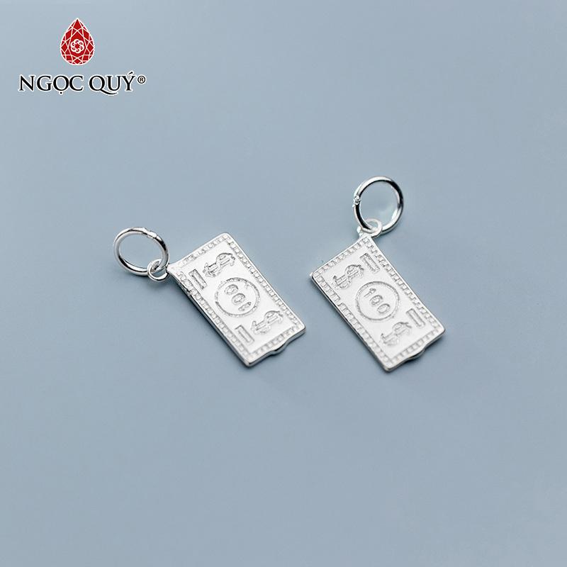 Charm bạc tiền giấy $100 treo 13x7mm - Ngọc Quý Gemstones