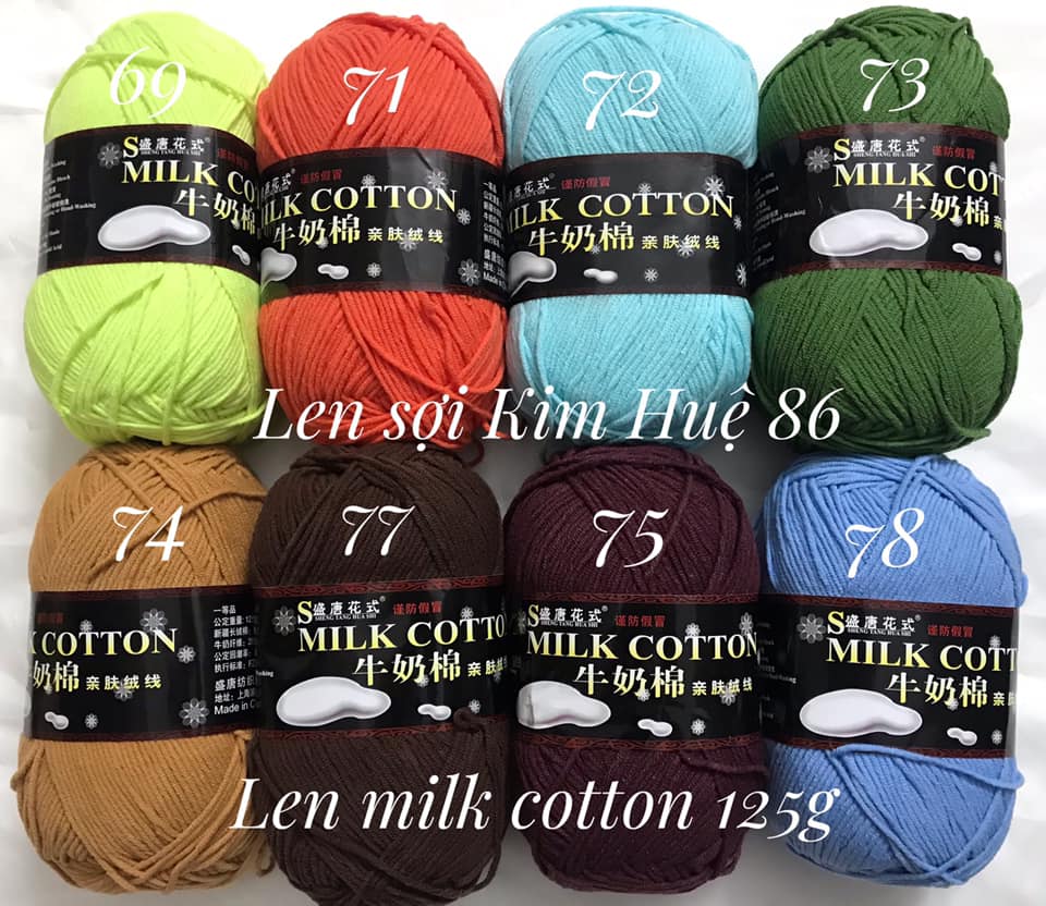 Len milk cotton loại 1 cuộn 125gr ( từ màu 46 đến màu 78)