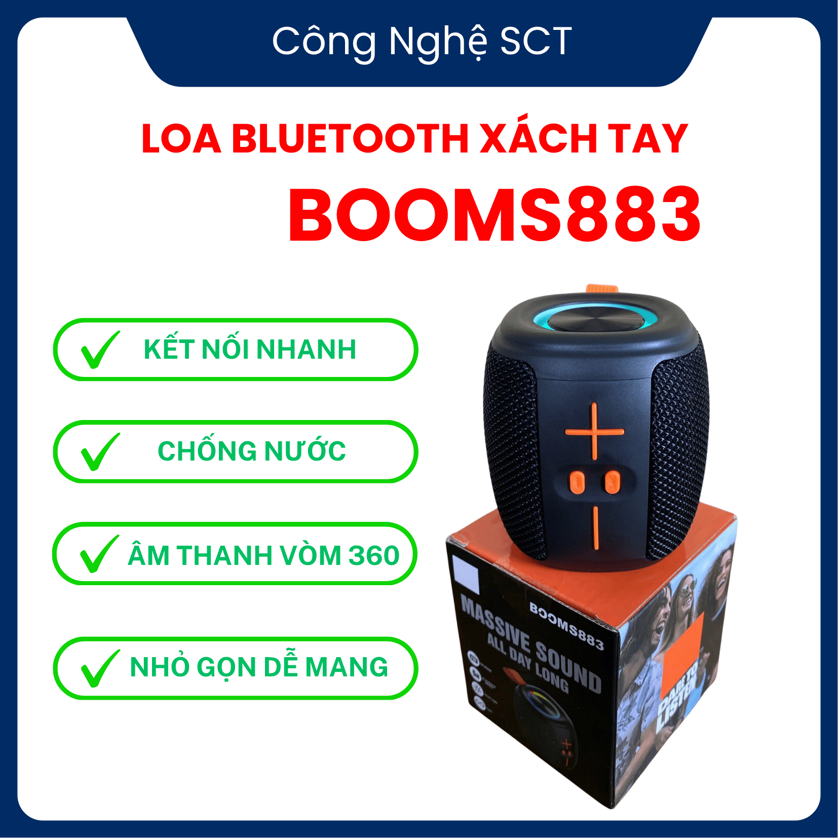 ( MỚI ) Loa Bluetooth BOOMS883 Công Suất 10W – Kết Nối Bluetooth 5.3, Âm Thanh Sống Động