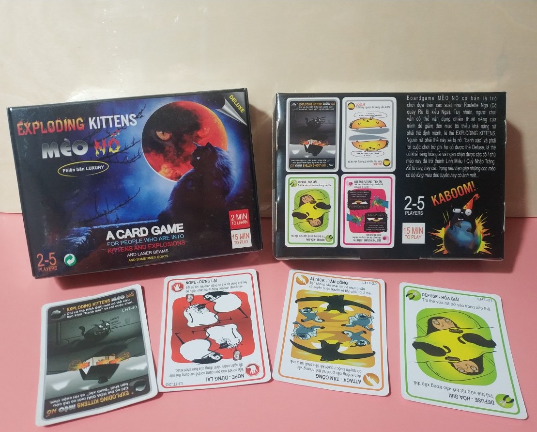 Bộ trò chơi Board Game Mèo Nổ Exploding Kittens 56 thẻ phiên bản TIẾNG VIỆT