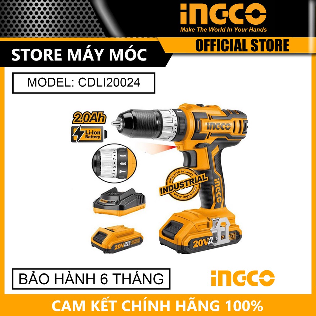 Máy khoan vặn vít dùng pin 20v ingco cdli20024 - hàng chính hãng