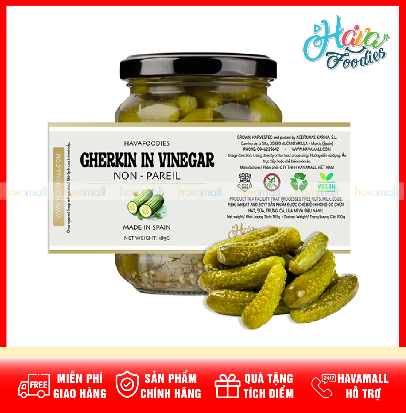 Dưa Chuột Bao Tử Baby Ngâm Muối Havafoodies 350gr – Gherki