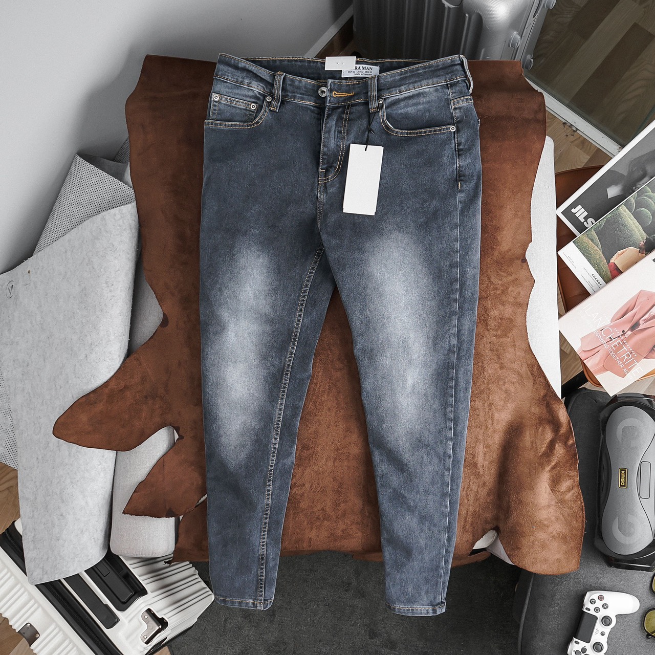 Quần Jean Nam Slimfit Vnxk Cck Xanh Basic Ống Đứng