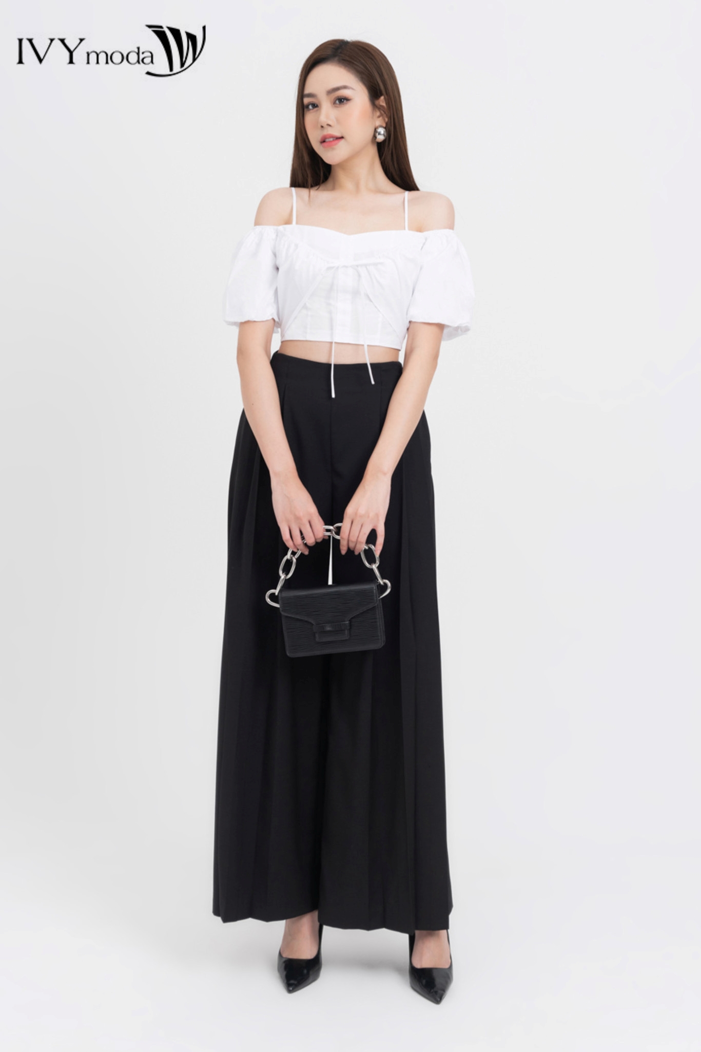 Áo trễ vai dáng croptop IVY moda MS 16M8281