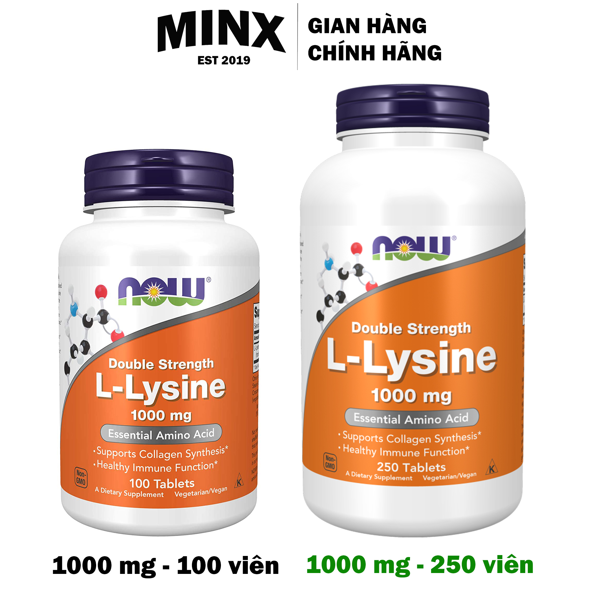 L Lysine Now 1000mg 100 viên - Viên Uống Now L-Lysine 1000mg 250 viên